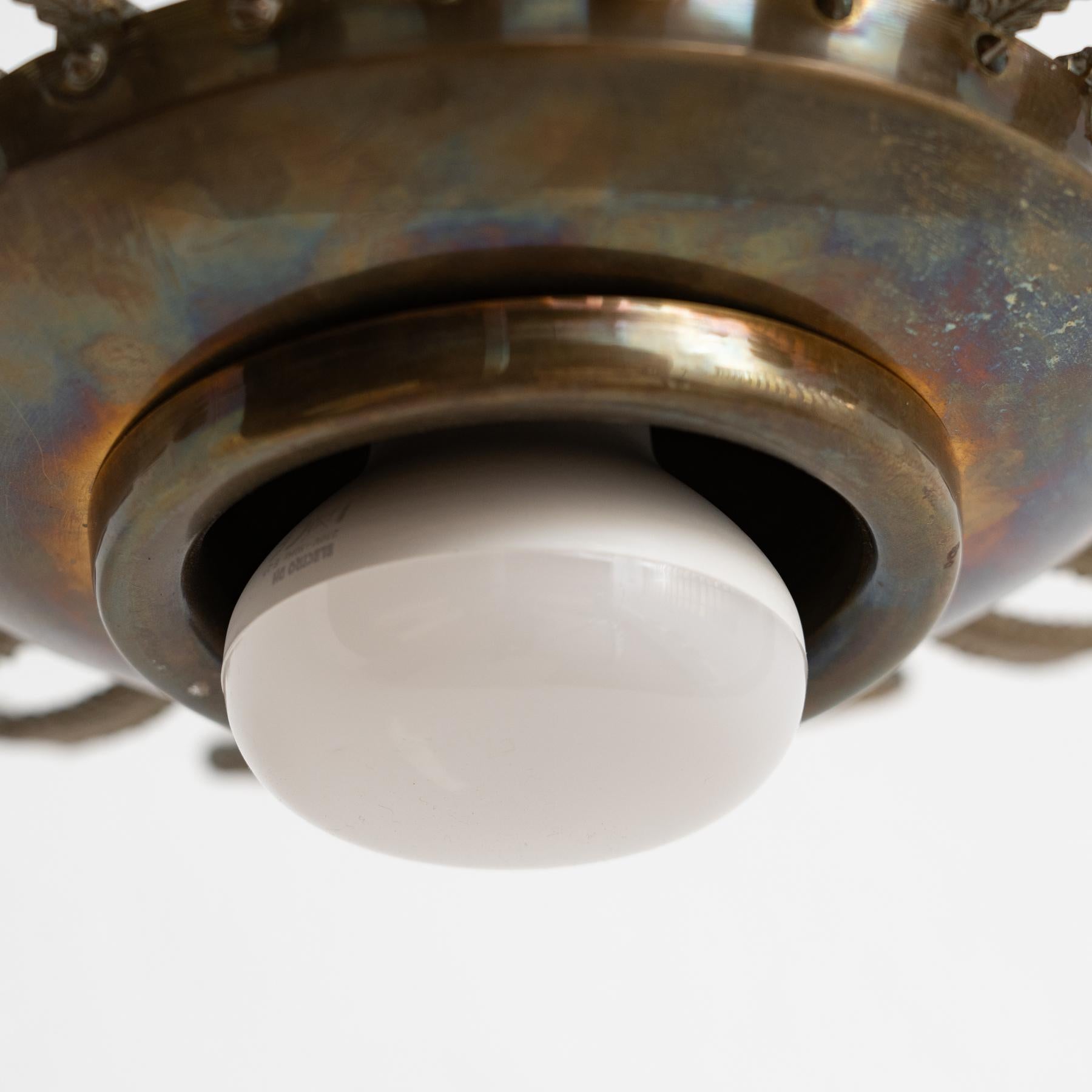Lampada da soffitto in ottone a raggiera moderna di metà secolo - Artigianato francese, circa 196 In condizioni buone in vendita a Barcelona, ES