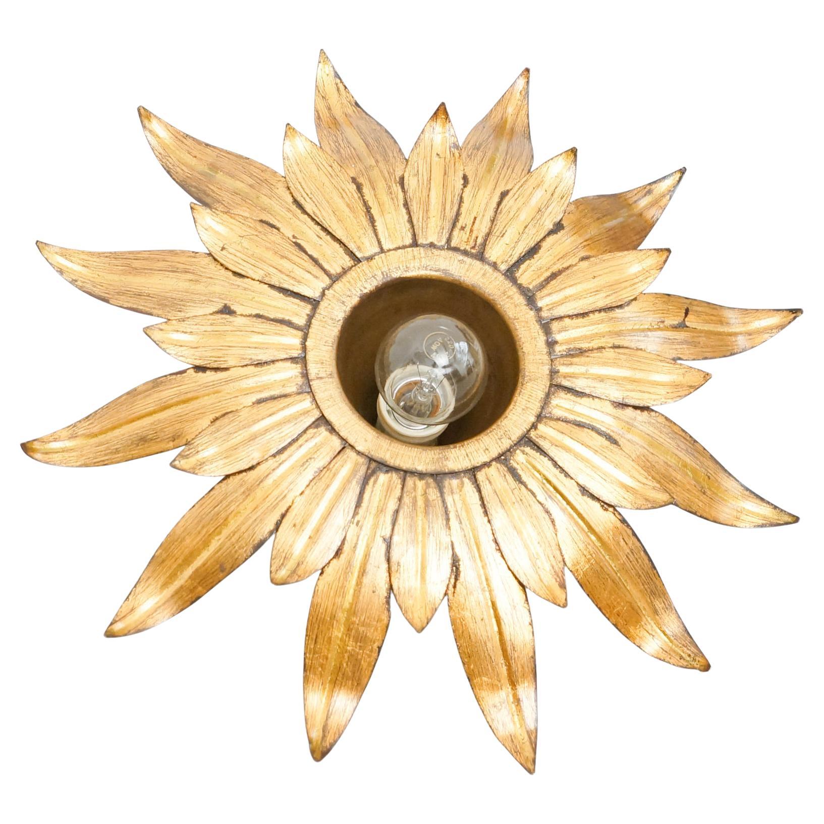Mid-Century Modern Sunburst Brass Pendant Lamp, circa 1960
