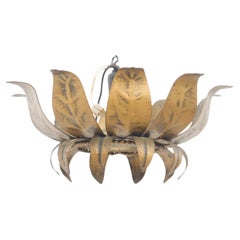 Mid-Century Modern Sunburst Brass Pendant Lamp, circa 1960