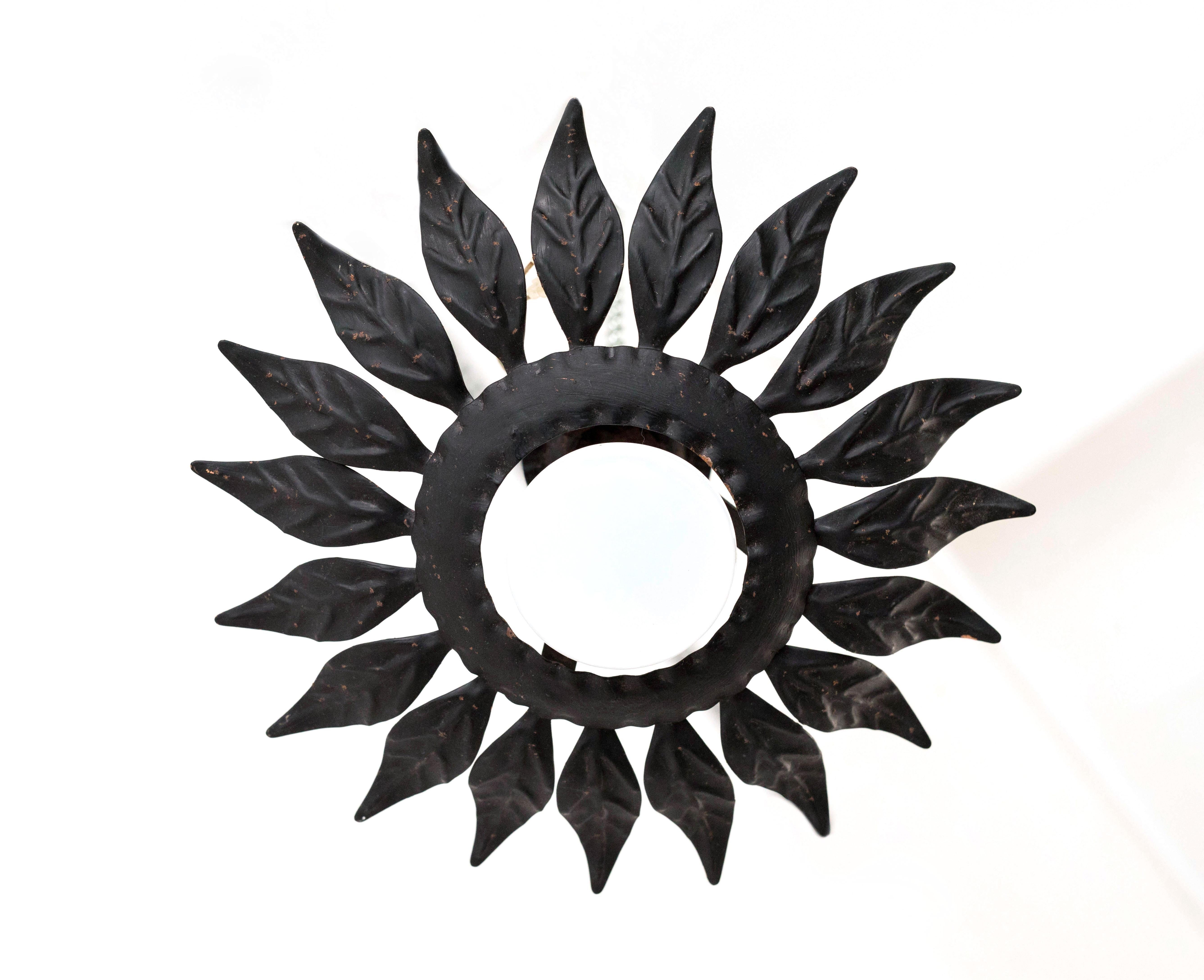 Spanish Mid-Century Modern Sunburst Brass Pendant Lamp – Circa 1960, France For Sale