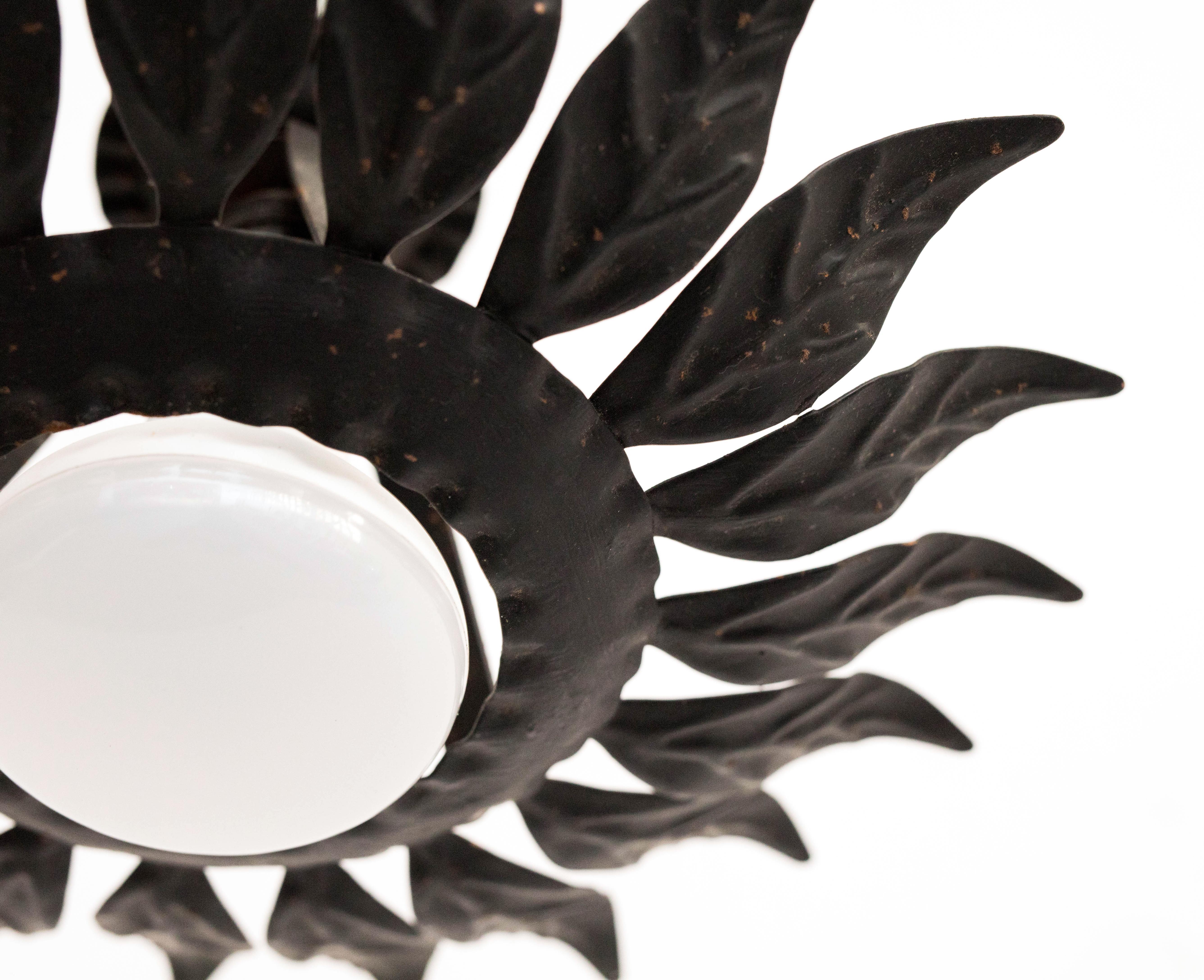 Metal Mid-Century Modern Sunburst Brass Pendant Lamp – Circa 1960, France For Sale