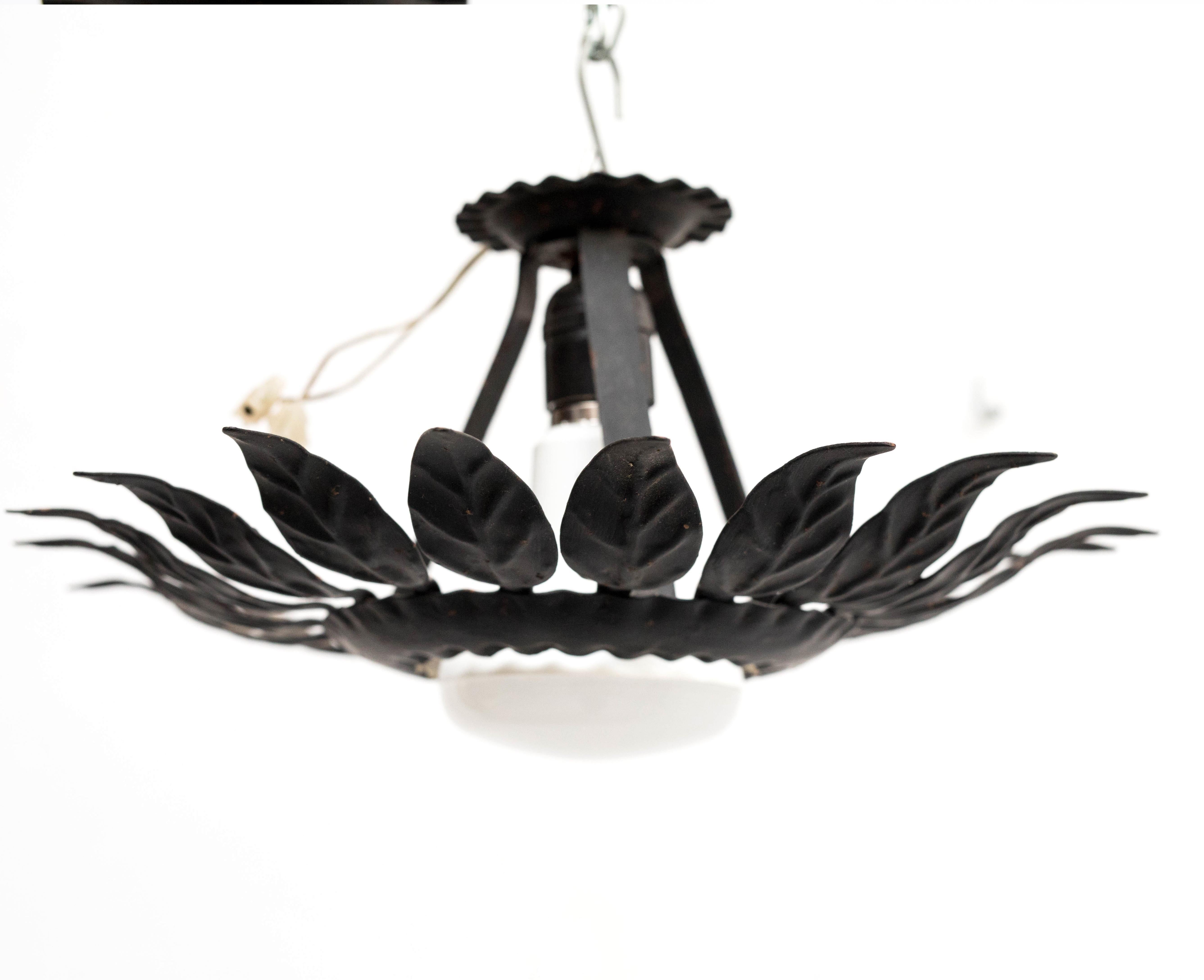 Mid-Century Modern Sunburst Brass Pendant Lamp – Circa 1960, France For Sale 1