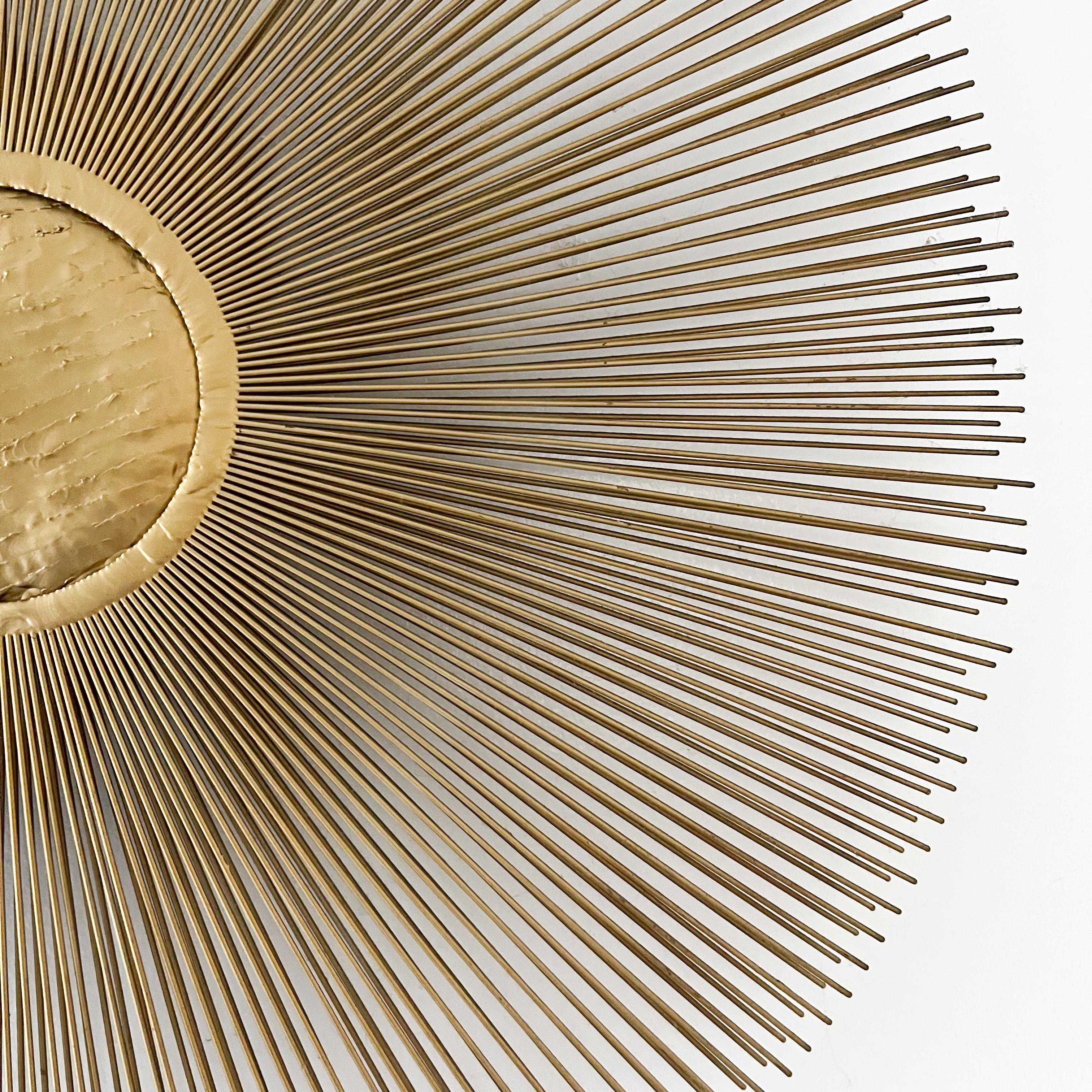 Late 20th Century Mid-Century Modern Sunburst Brass Wall Sculpture by Casa Devall