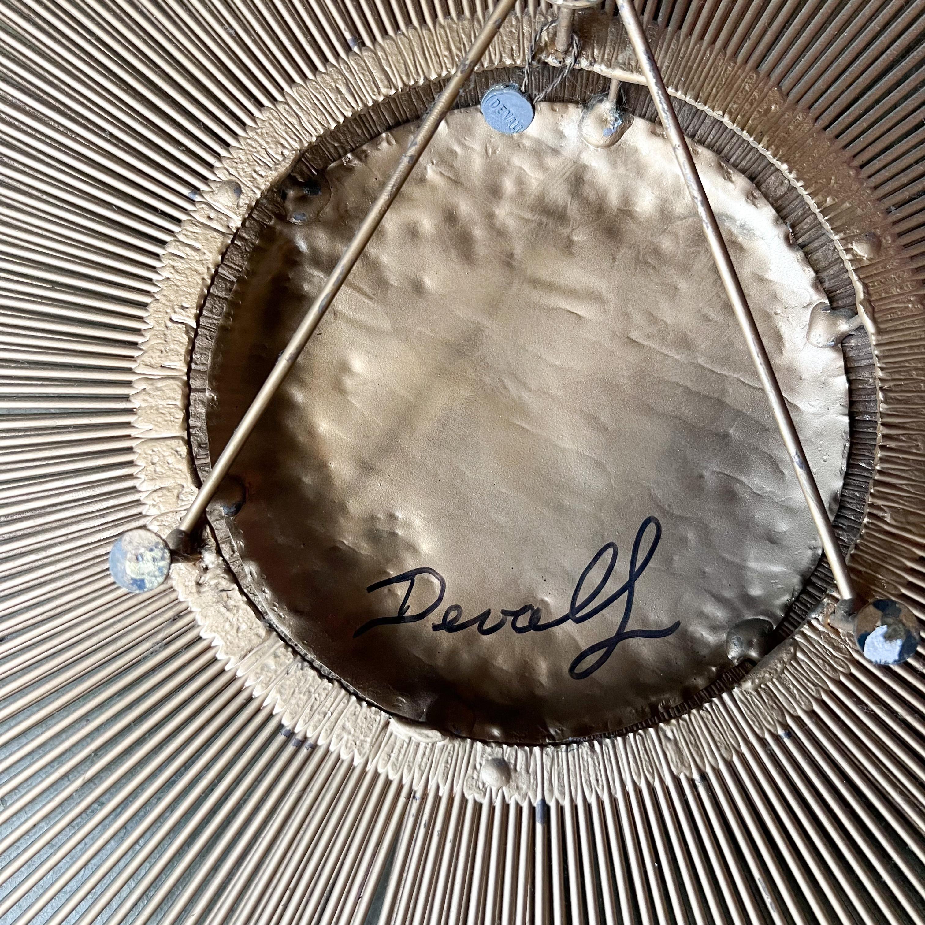 Metal Mid-Century Modern Sunburst Brass Wall Sculpture by Casa Devall