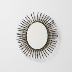 Mid-Century Modern Sunburst Mirror Messing, um 1960