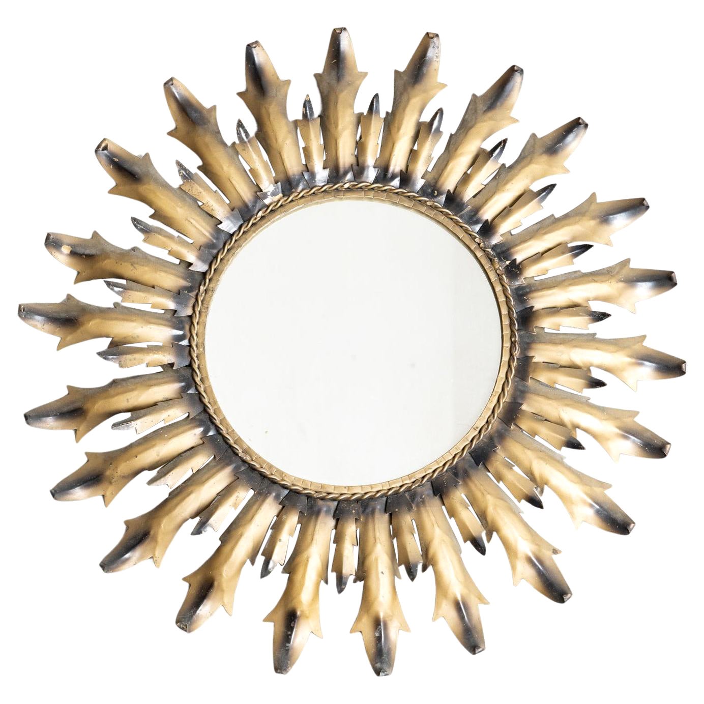 Mid-Century Modern Sunburst Mirror Brass, circa 1960