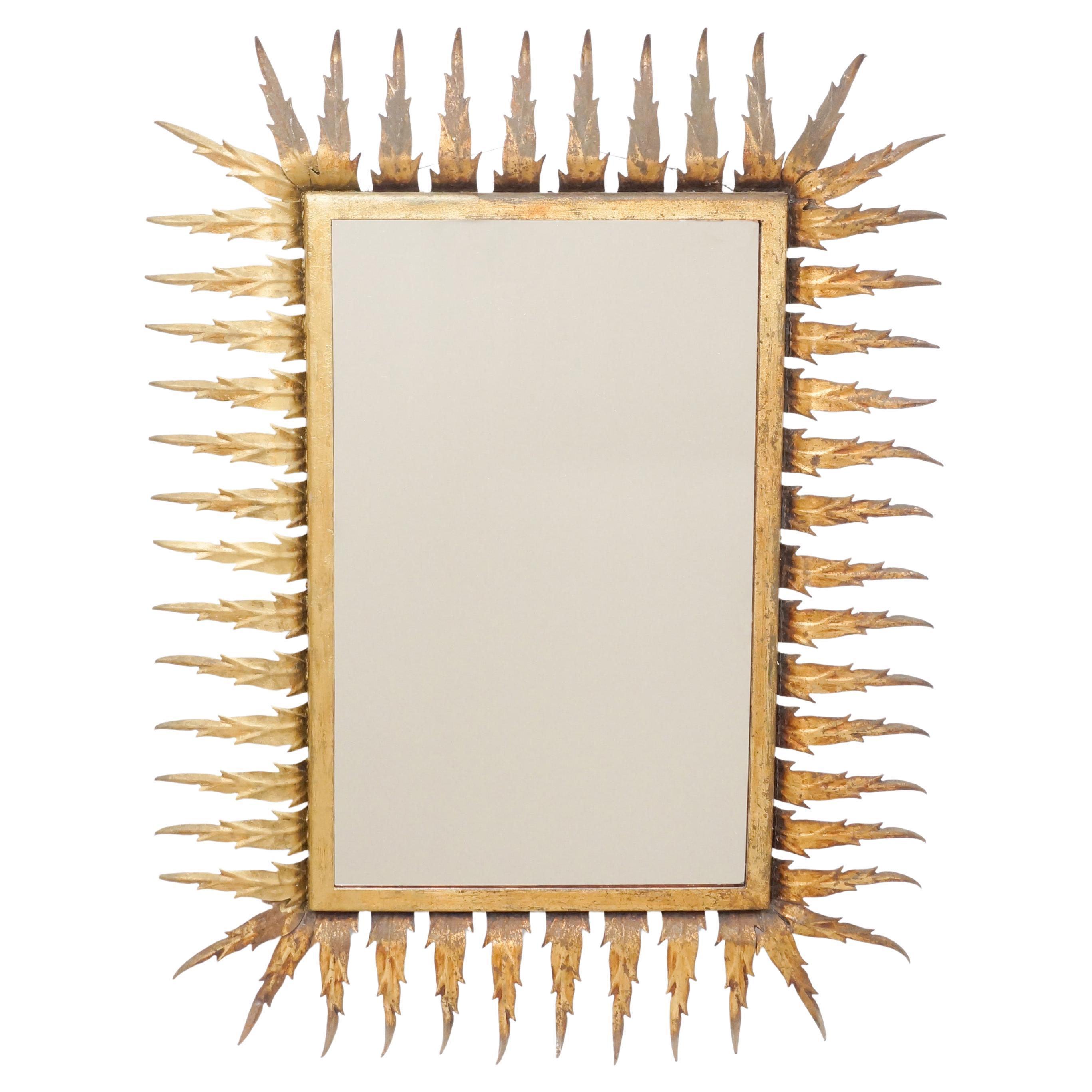 Mid-Century Modern Sunburst Mirror Brass, circa 1960