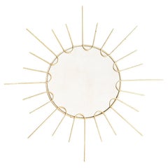 Mid-Century Modern Sunburst Mirror Messing, um 1960