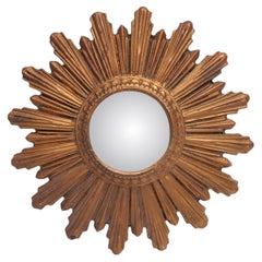 Mid-Century Modern Sunburst Mirror, Hand-Crafted Gilded Frame, 1950s