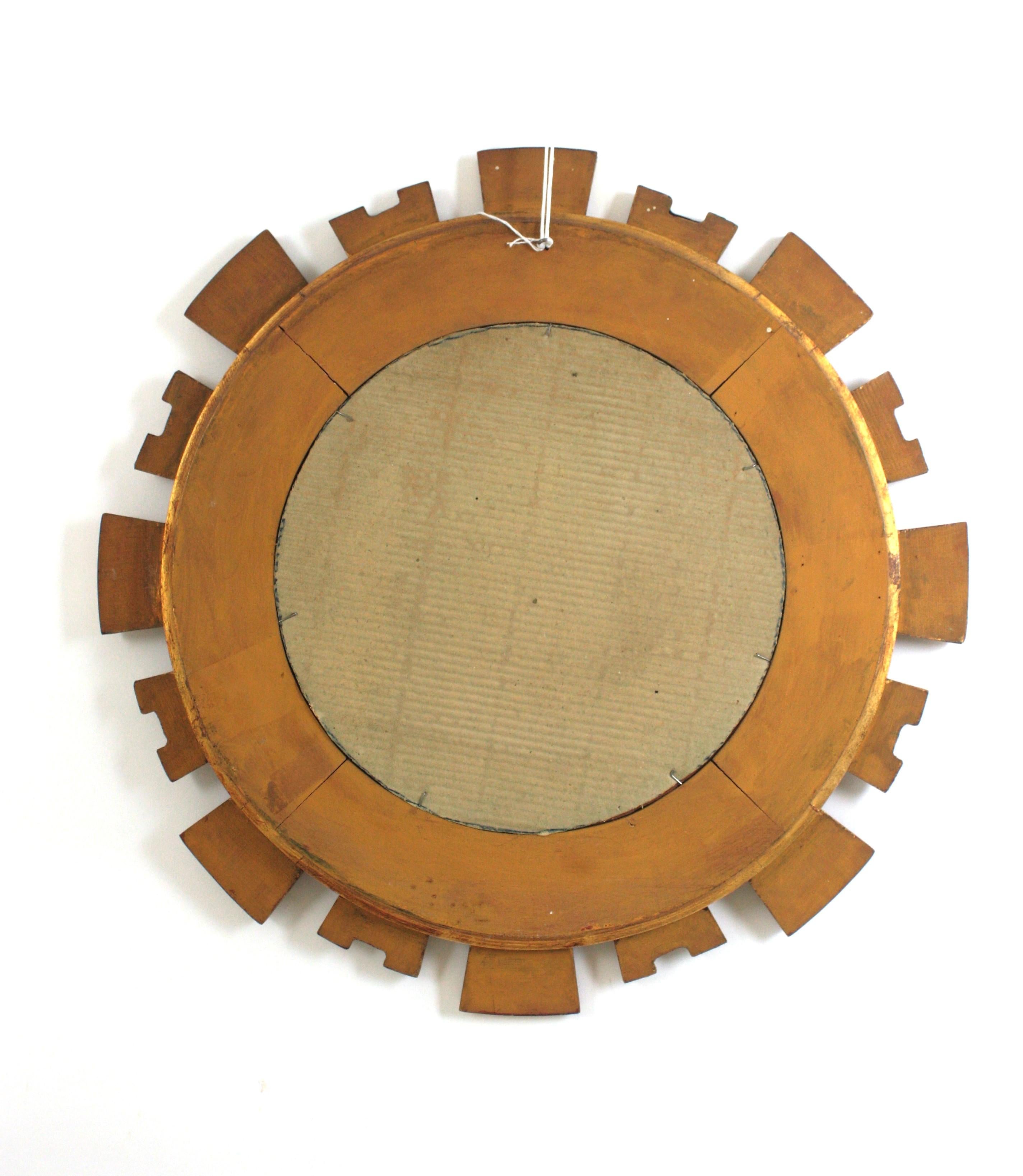 Espejo de mediados de siglo en madera de giltwood tallada, España Años 50 en venta 3