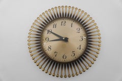 Mid-Century Modern Sunburst Wall Clock by Meister Anker in Brass, 1960s Germany