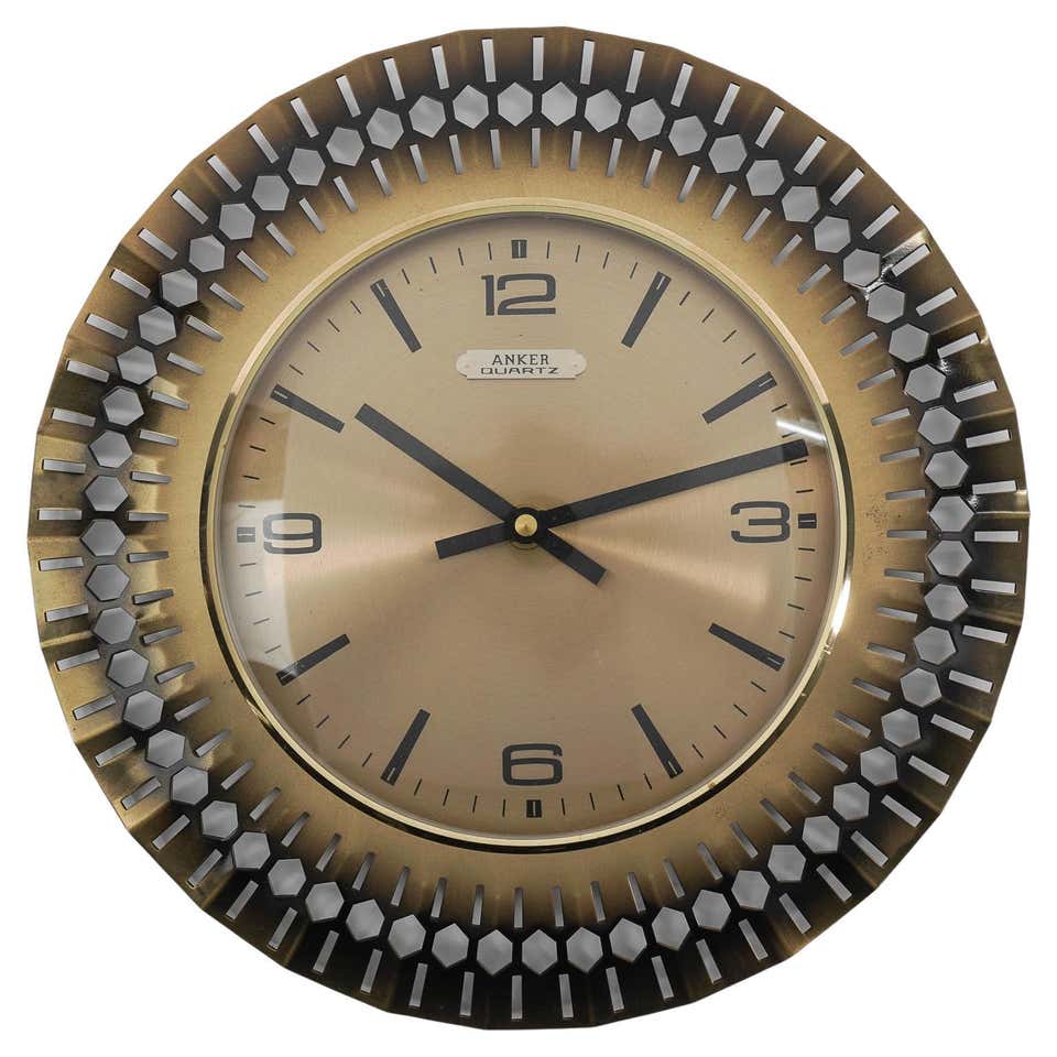Semca Mid-Century Modern Bronze Sunburst Clock Made in Switzerland at ...