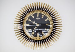 Mid-Century Modern Sunburst Wall Clock in Brass by Garant, 1960s Germany