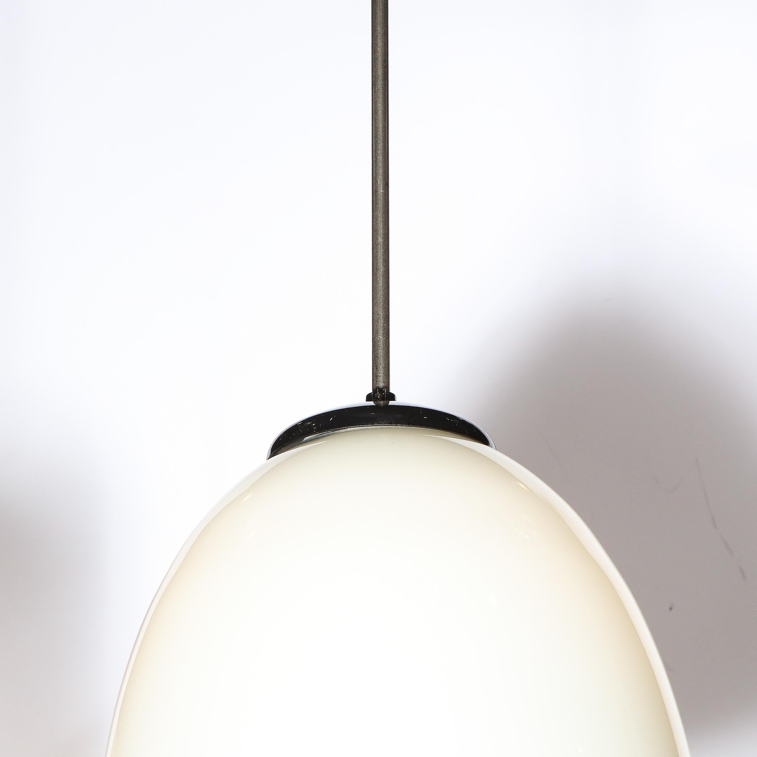 Mid-Century Modern Sunburst White Milk Glass Pendant with Black Enamel Fittings For Sale 8