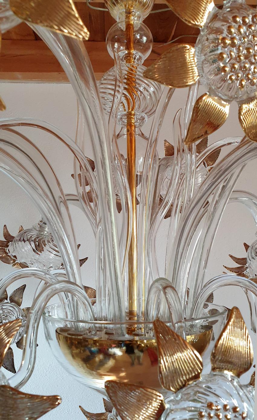 Mid-Century Modern Sunflower Murano Glass Chandelier, Seguso Style, Italy, 1970s 5