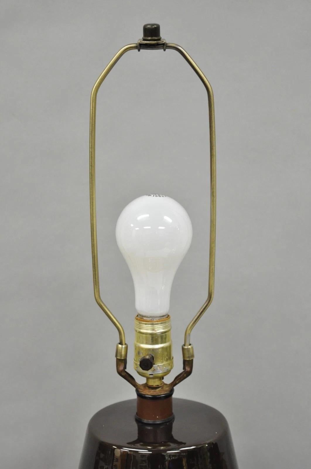 Lámparas de sobremesa de cerámica con esmalte goteado marrón Cosco de mediados del siglo XX Pareja B en venta 5