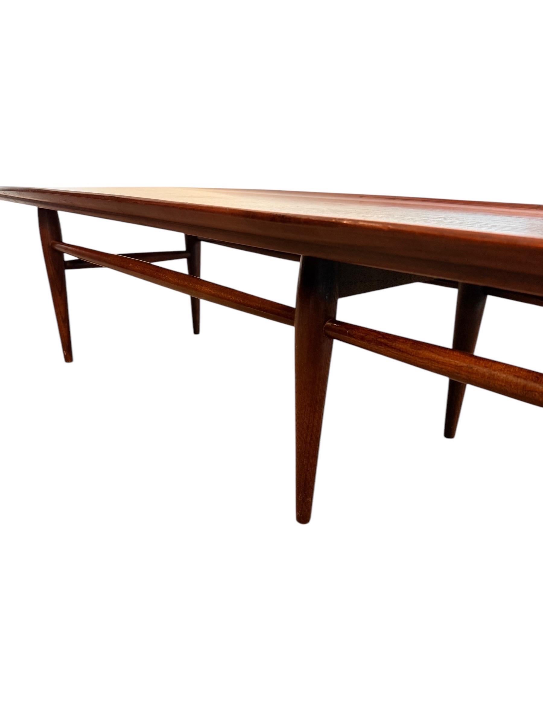 American Mid-Century Modern Surfboard Coffee Table by Bassett in Black Walnut