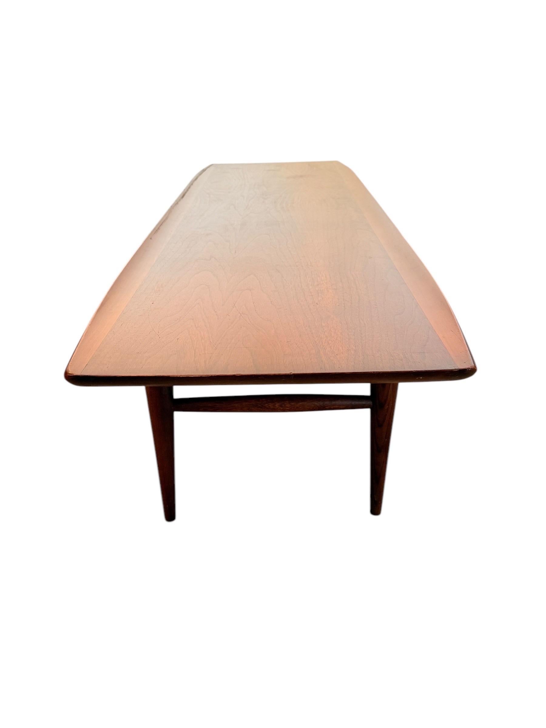 Mid-Century Modern Surfboard Coffee Table by Bassett in Black Walnut 1