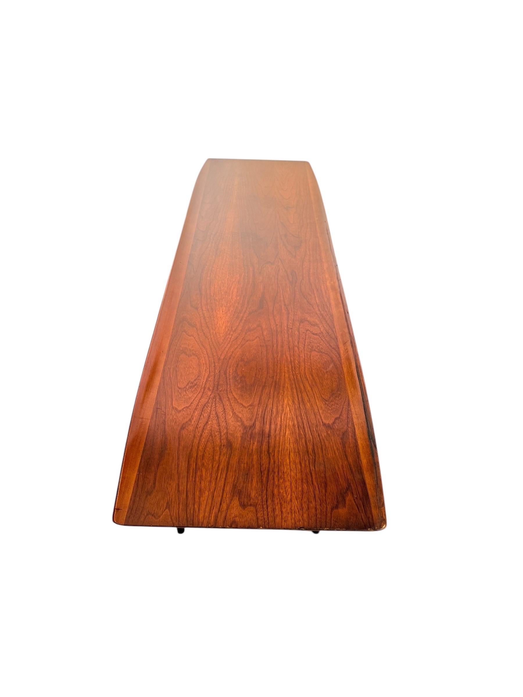 Mid-Century Modern Surfboard Coffee Table by Bassett in Black Walnut 2