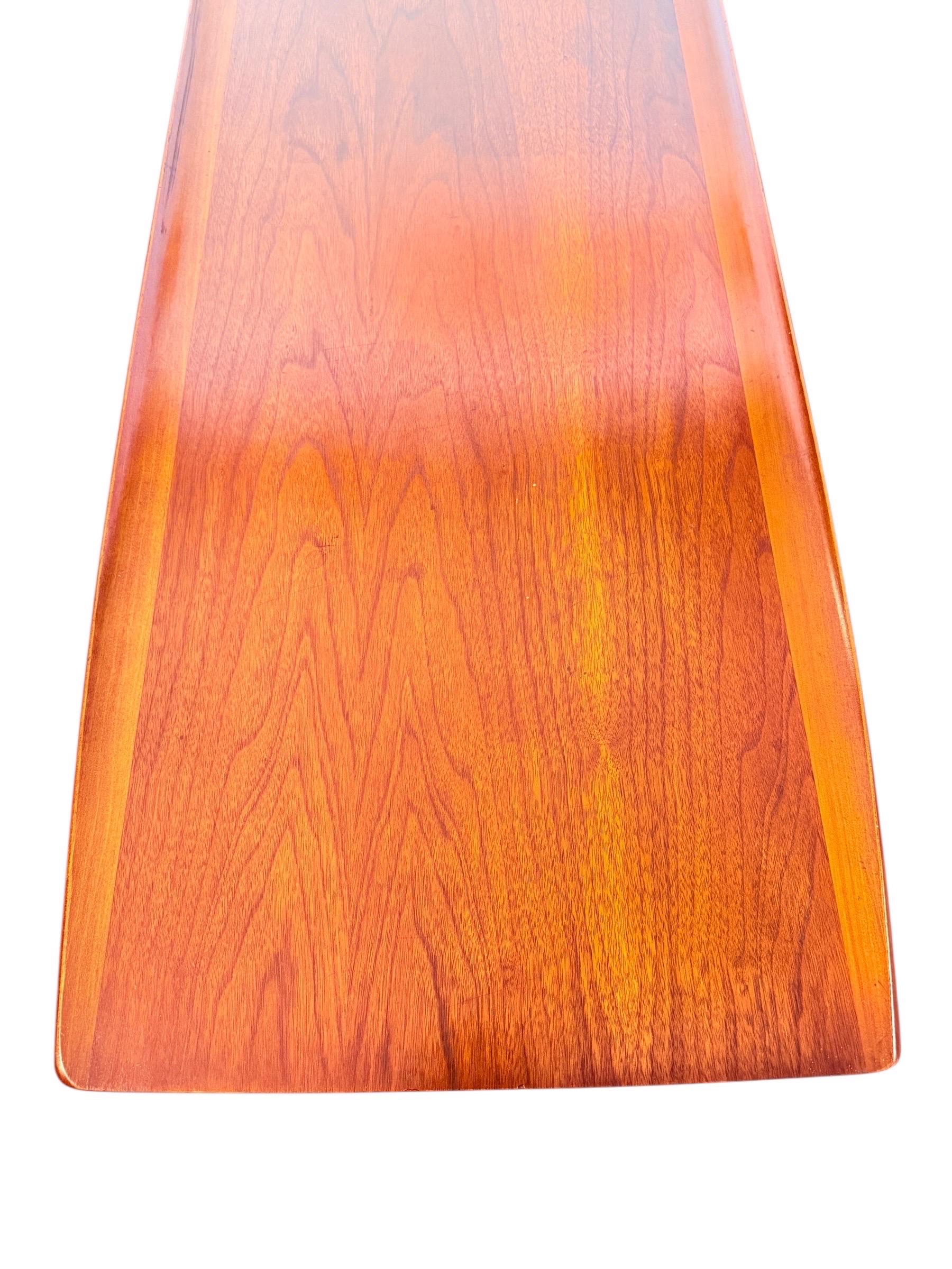 Mid-Century Modern Surfboard Coffee Table by Bassett in Black Walnut 4
