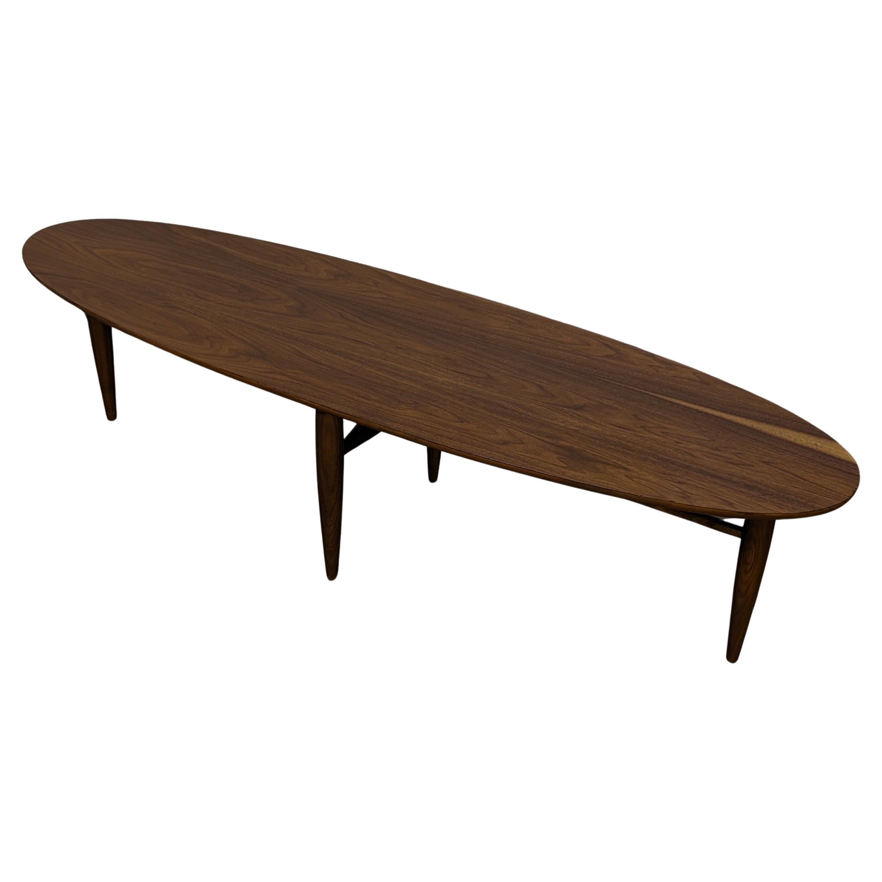 Mid Century Modern Surfboard Coffee Table by Mersman, c1960s For Sale