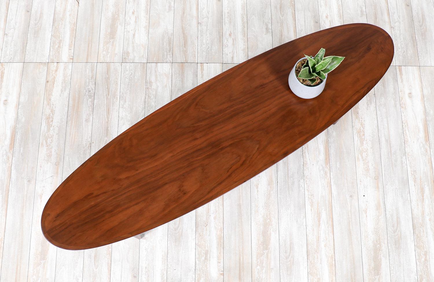 mid century modern surfboard coffee table