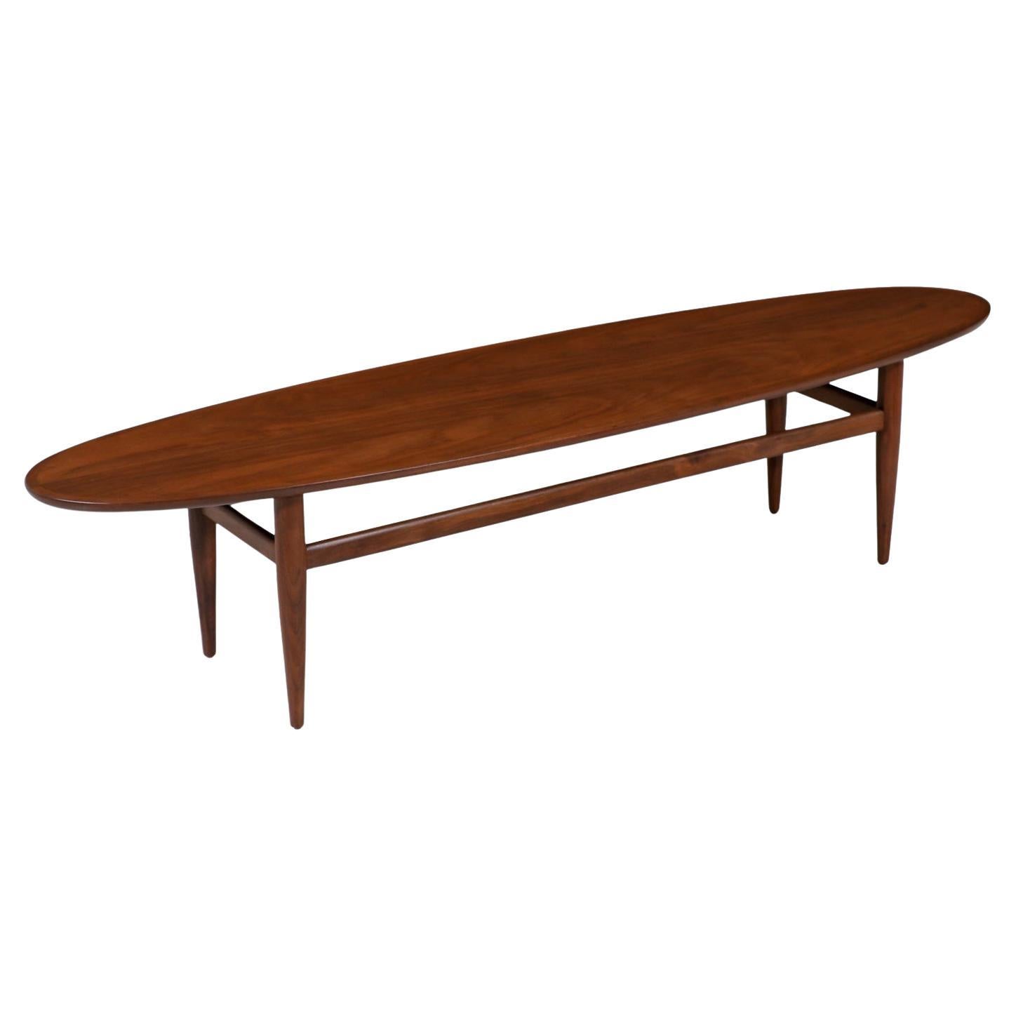 Expertly Restored - Mid-Century Modern Surfboard Style Coffee Table by Henredon For Sale