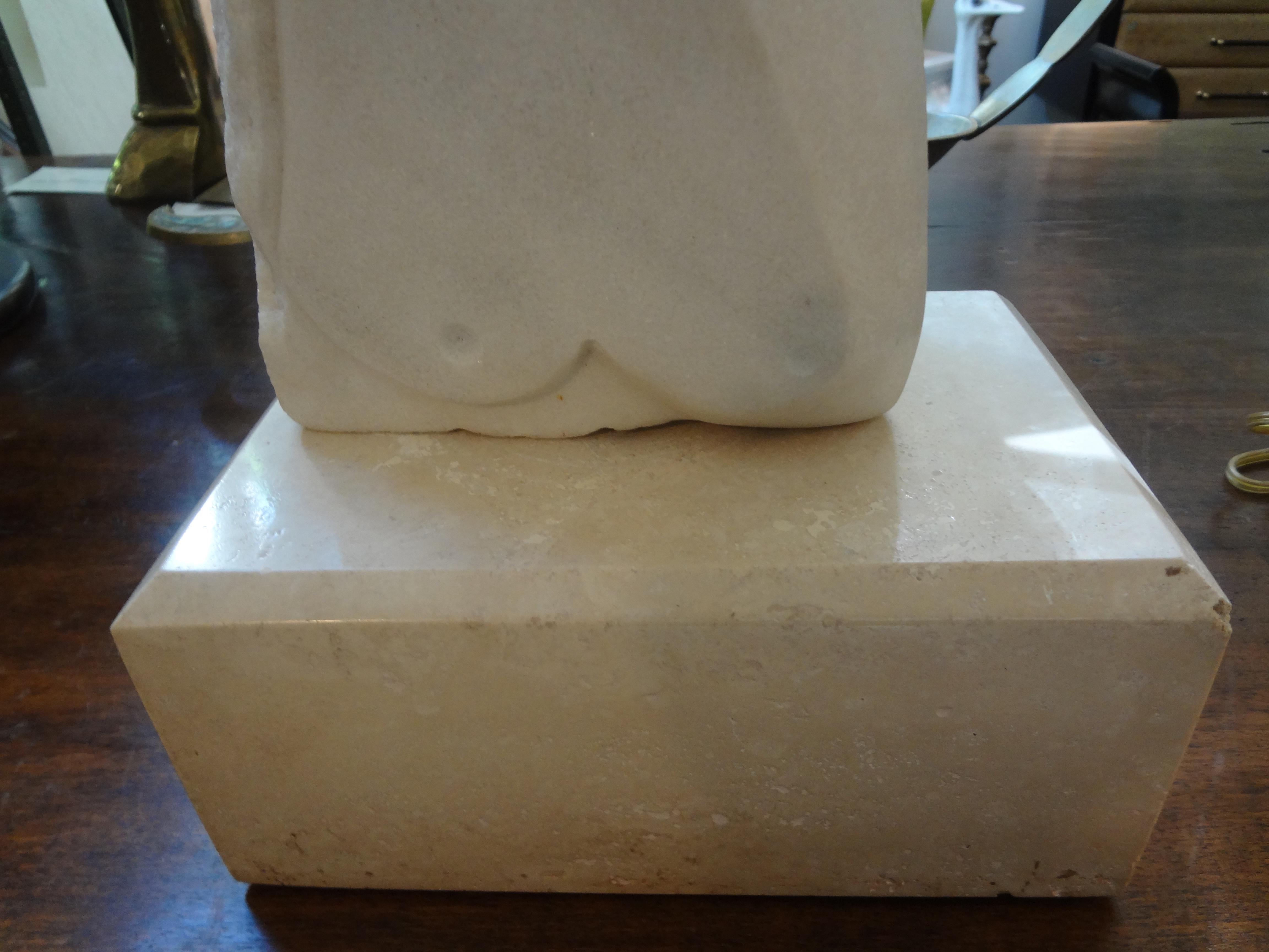 Mid-20th Century Mid-Century Modern Surrealist Marble Bust on Plinth After Picasso