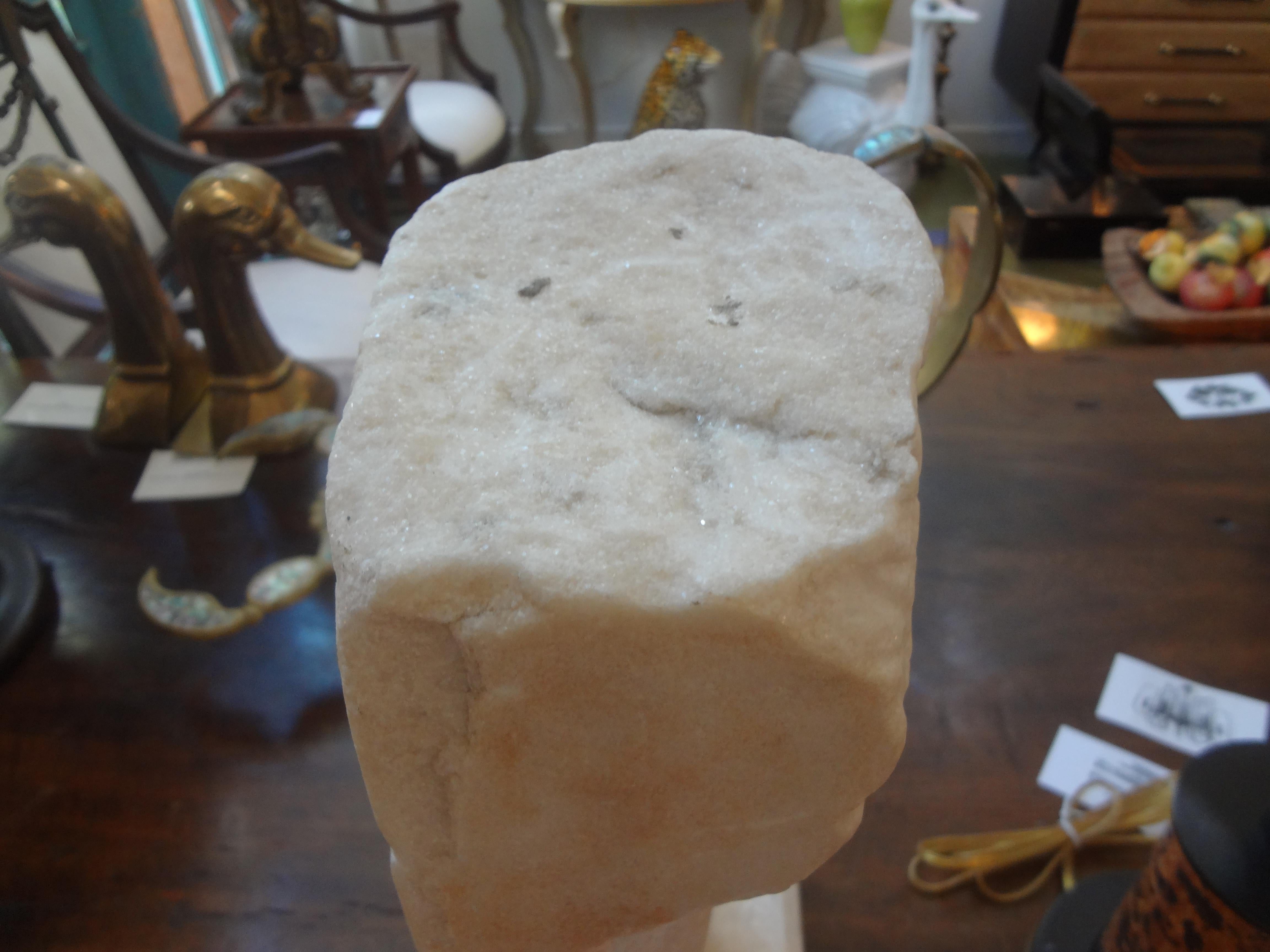 Mid-Century Modern Surrealist Marble Bust on Plinth After Picasso 4