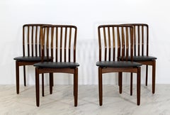 Mid-Century Modern Sven Madsen Set of 4 Walnut Side Dining Chairs Danish