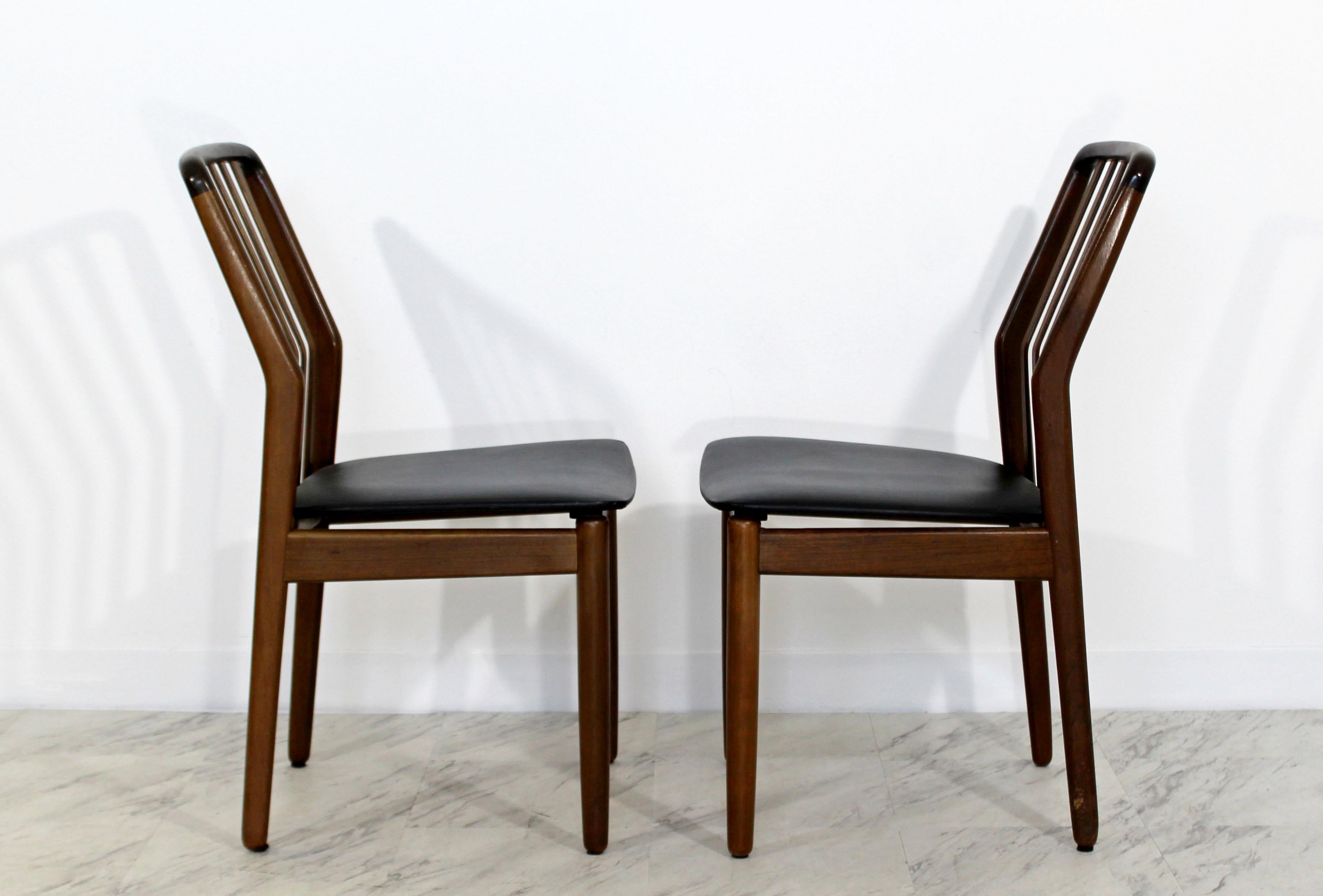 Leather Mid-Century Modern Sven Madsen Set of 4 Walnut Side Dining Chairs Danish