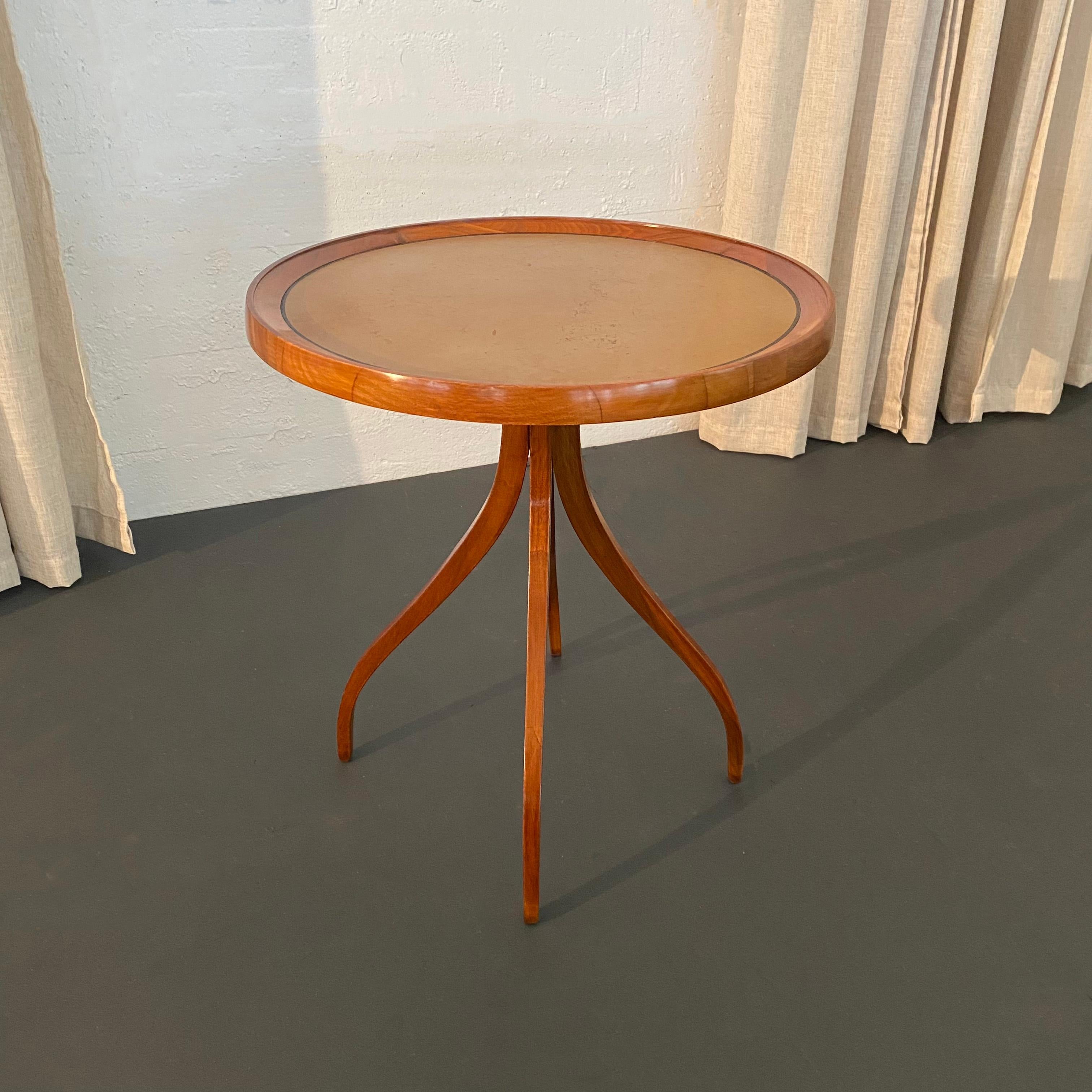This sculptural lightweight gueridon / side table was designed by Kipp Stewart and Stewart MacDougal circa 1959 as part of their American Design Foundation group, for Calvin Furniture, Grand Rapids, MI. The maker's mark for Calvin Furniture Co. and