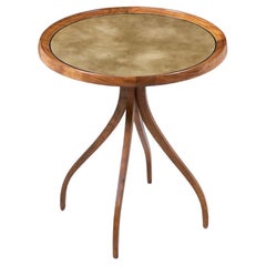  Expertly Restored - Mid-Century Modern Swag Leg Side Table with Leather Top