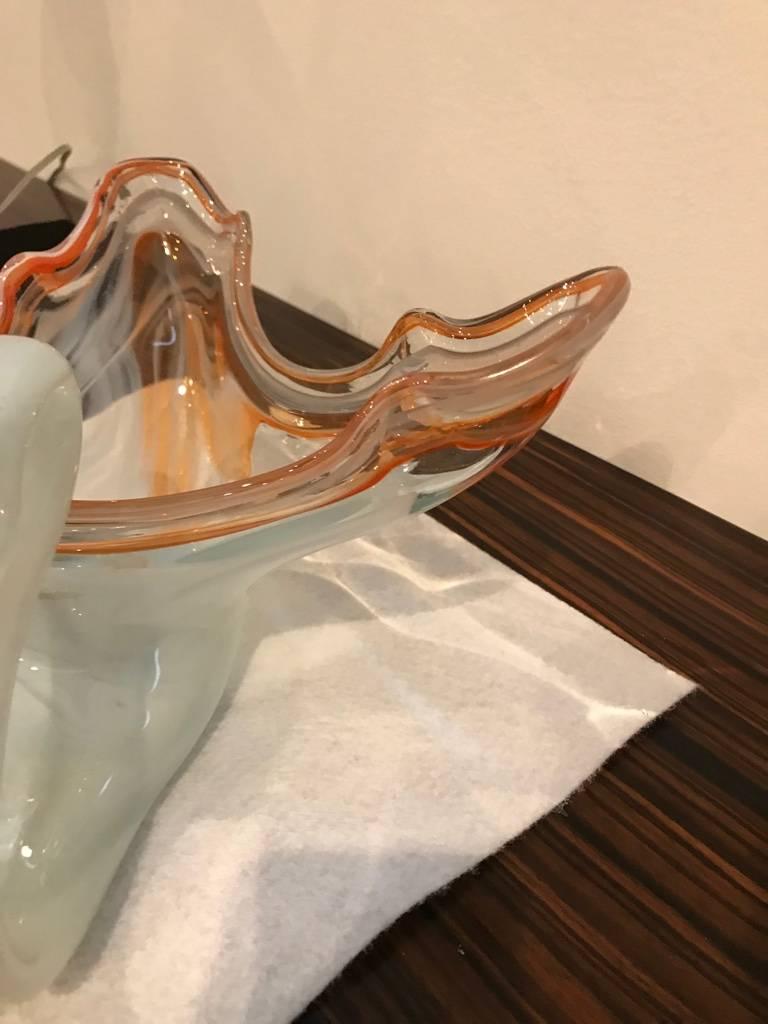 Art Glass Mid-Century Modern Swan Glass Bowl