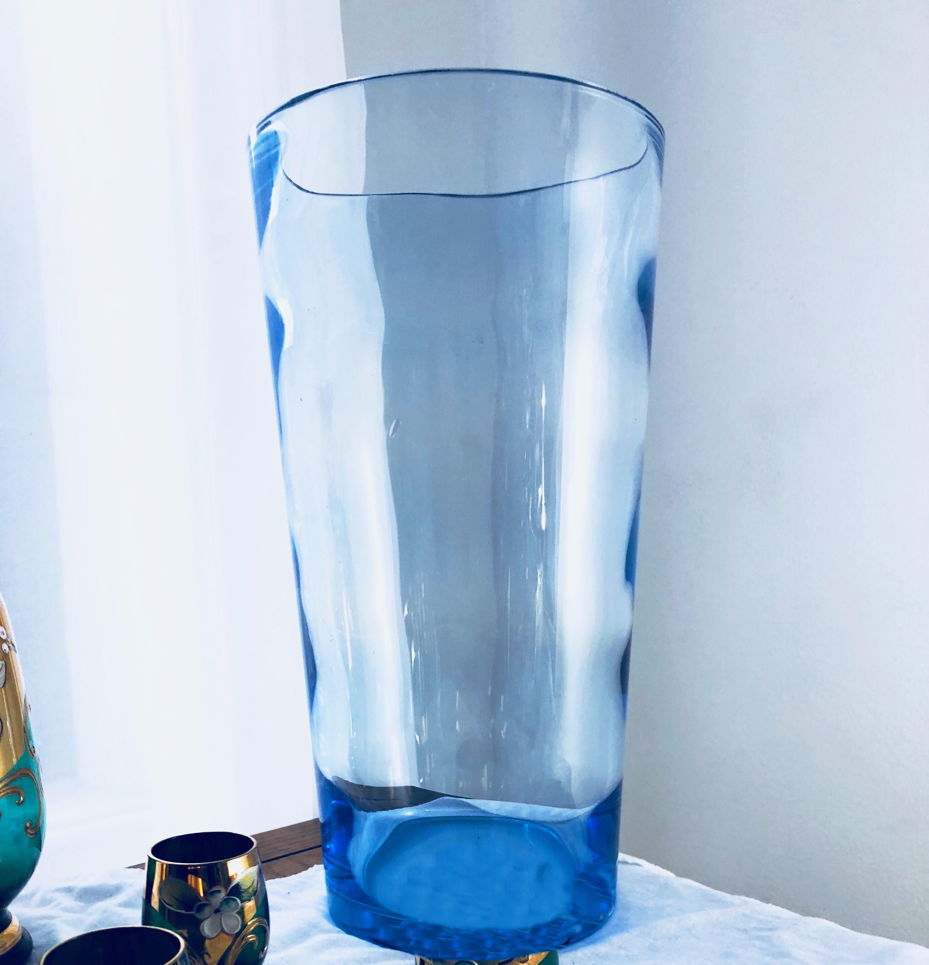 Scandinavian Modern Mid-Century Modern Swedish Art Glass Monumental Waved Glass Vase