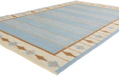 Mid-Century Modern Swedish Blue Scandinavian Röllakan, 06'01 x 09'08