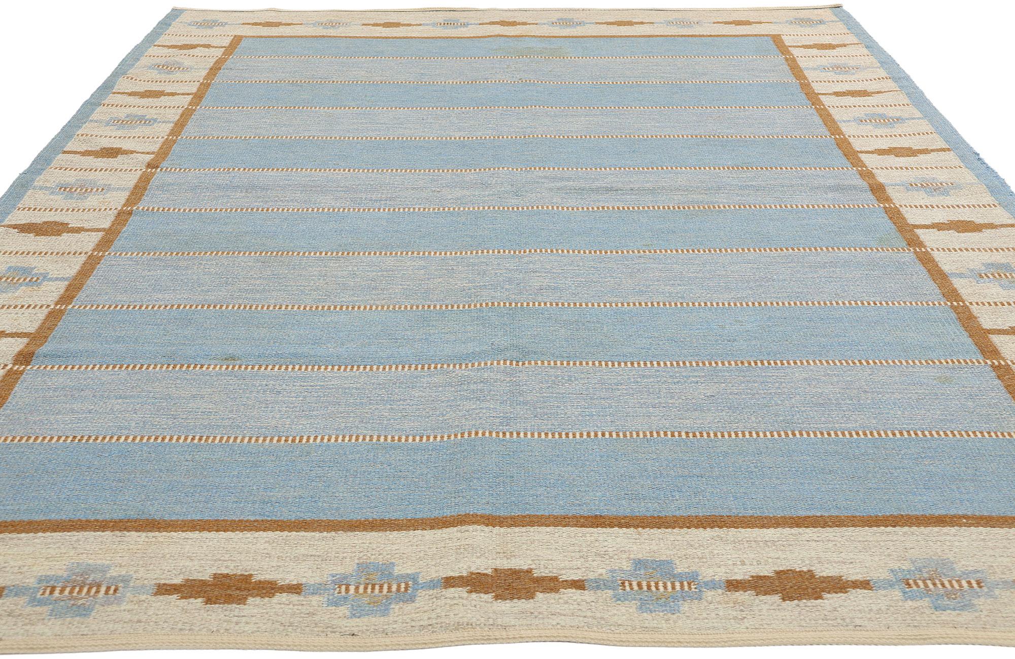 Svedese Mid-Century Modern Swedish Blue Scandinavian Röllakan, 06'01 x 09'08 in vendita