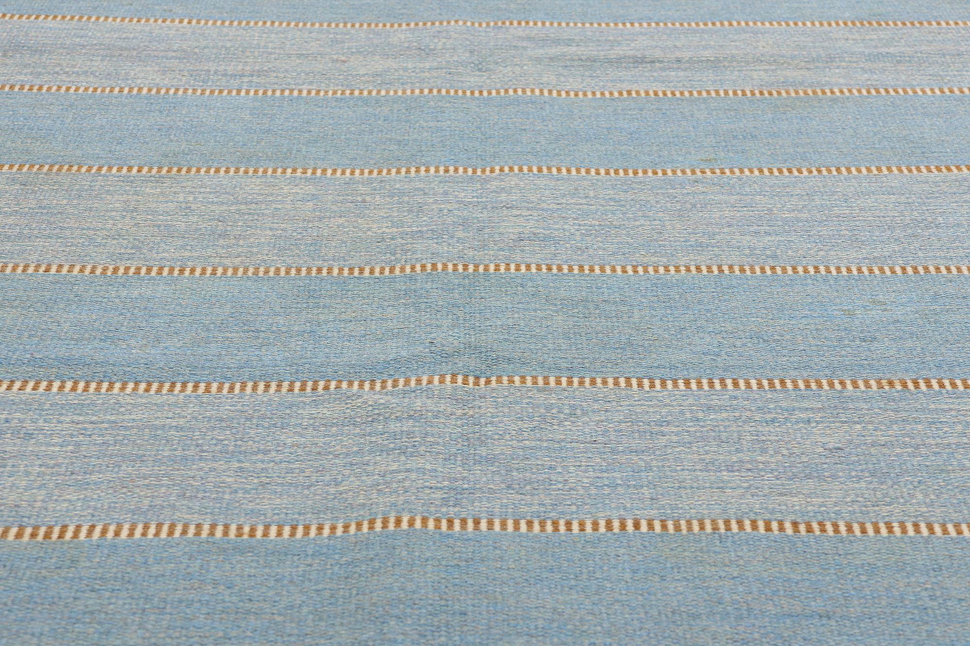 XX secolo Mid-Century Modern Swedish Blue Scandinavian Röllakan, 06'01 x 09'08 in vendita