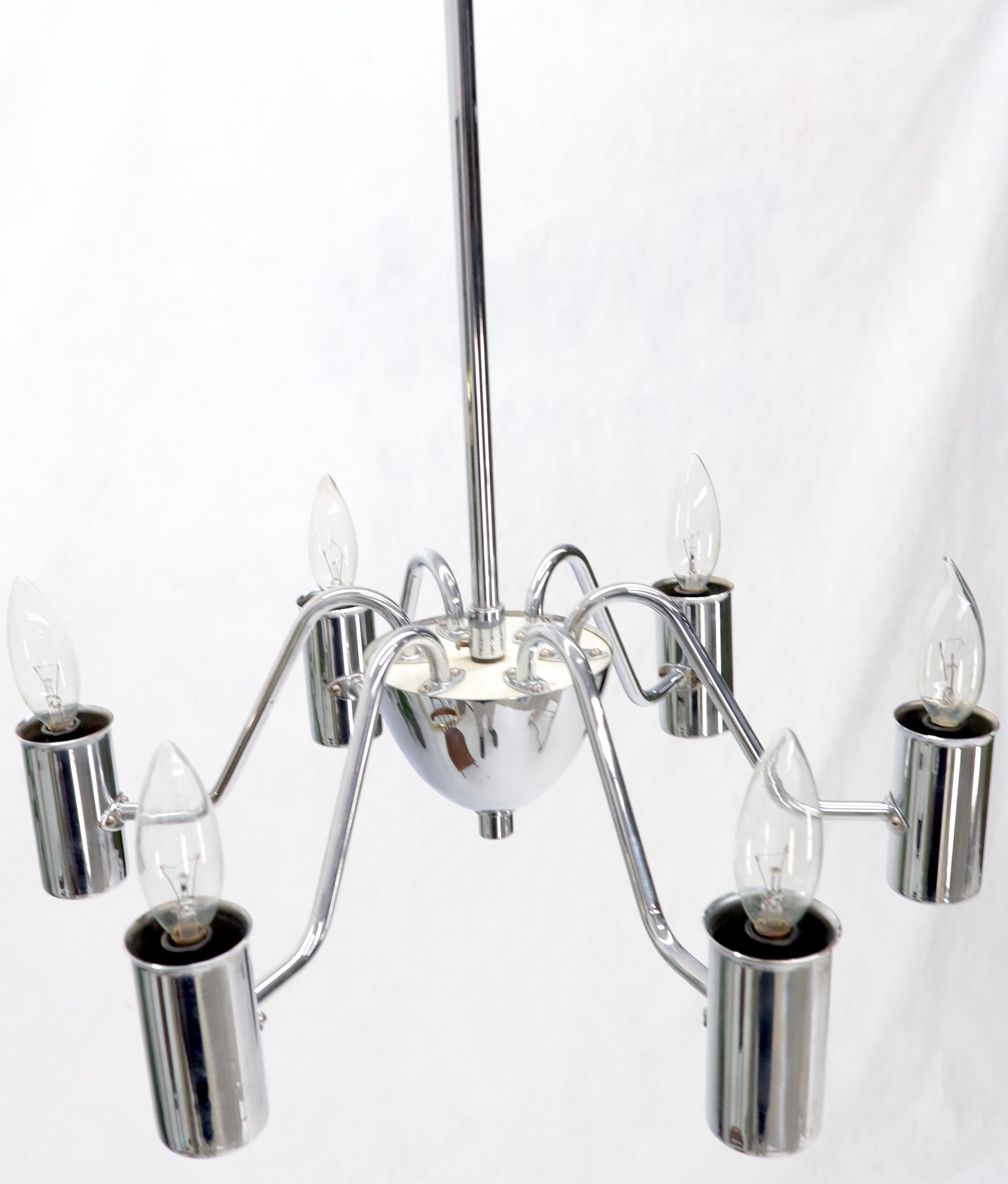Mid-Century Modern Swedish Chrome-Plated Light Fixture Chandelier In Good Condition For Sale In Rockaway, NJ