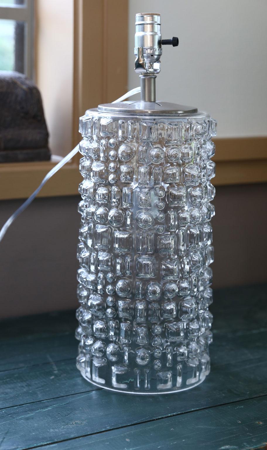 Mid-Century Modern Swedish Clear Glass Table Lamp In Good Condition In Houston, TX