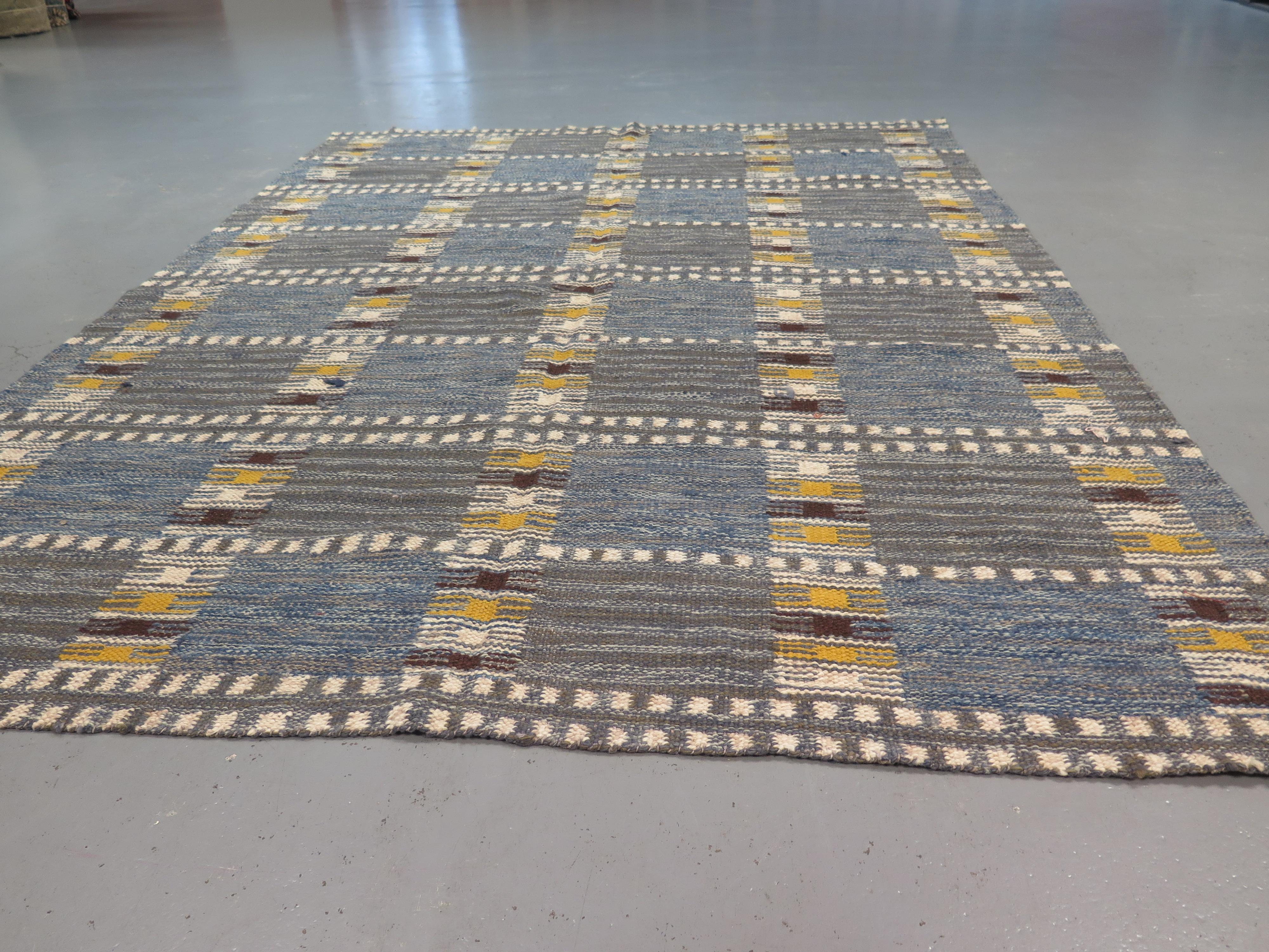Mid-Century Modern Swedish Design Kilim In Excellent Condition For Sale In London, GB