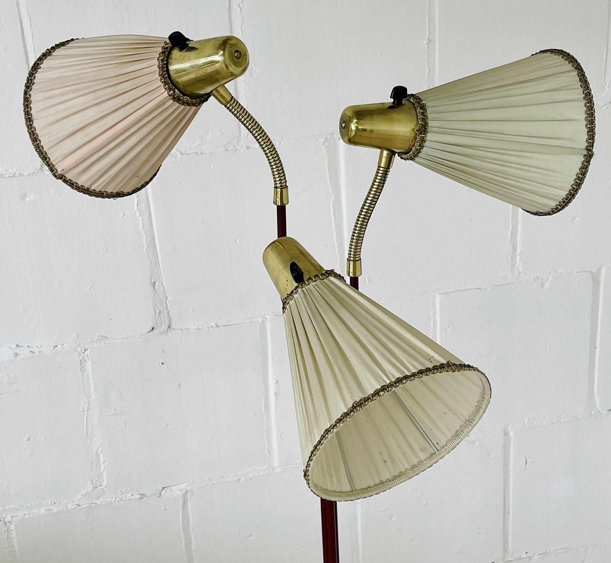 Mid-Century Modern Swedish Designer, Three- Arm Floor Lamp, Sweden, 1950s  For Sale at 1stDibs