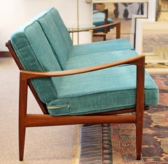 Mid-Century Modern Swedish Folke Ohlsson for DUX 3-Seat Curved Teak Sofa, 1960s