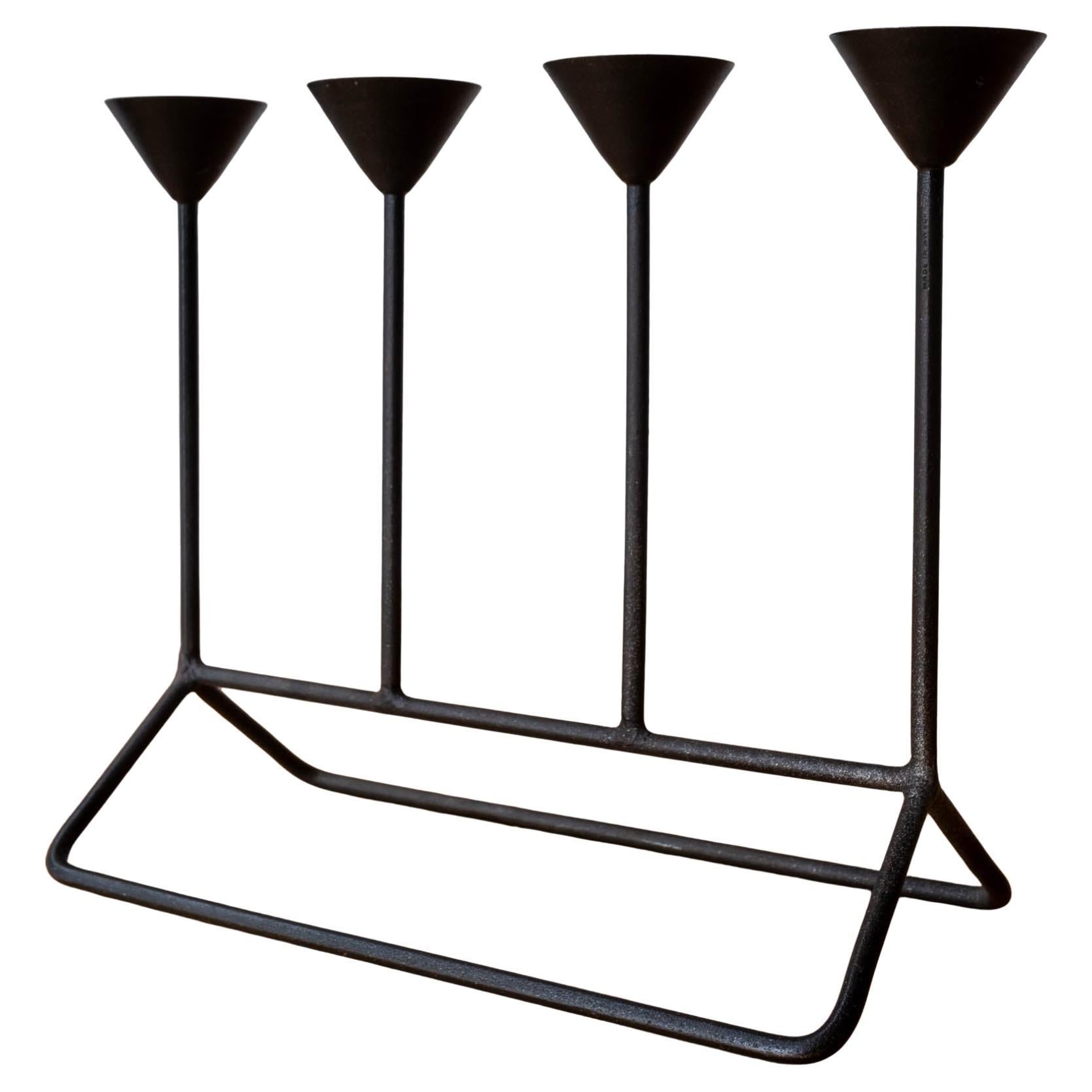 Mid Century Modern Swedish Iron Candle Holder 1950s in vendita