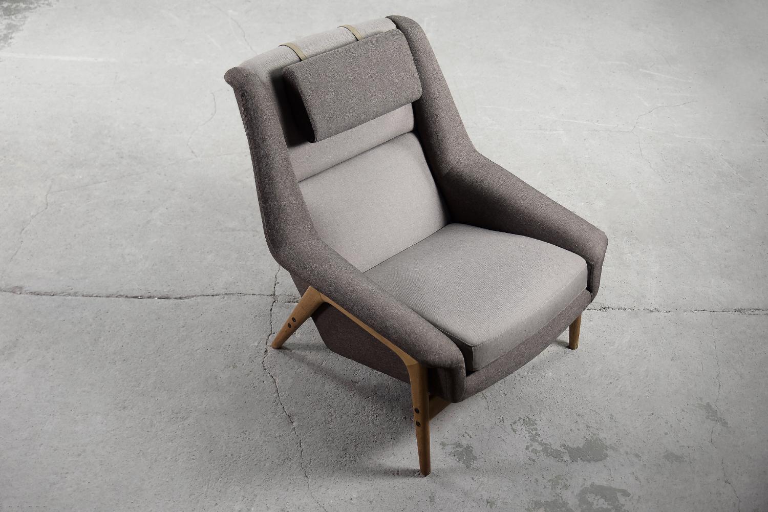 Vintage Mid-Century Modern Swedish Fabric Lounge Chair by Folke Ohlsson for Dux 13