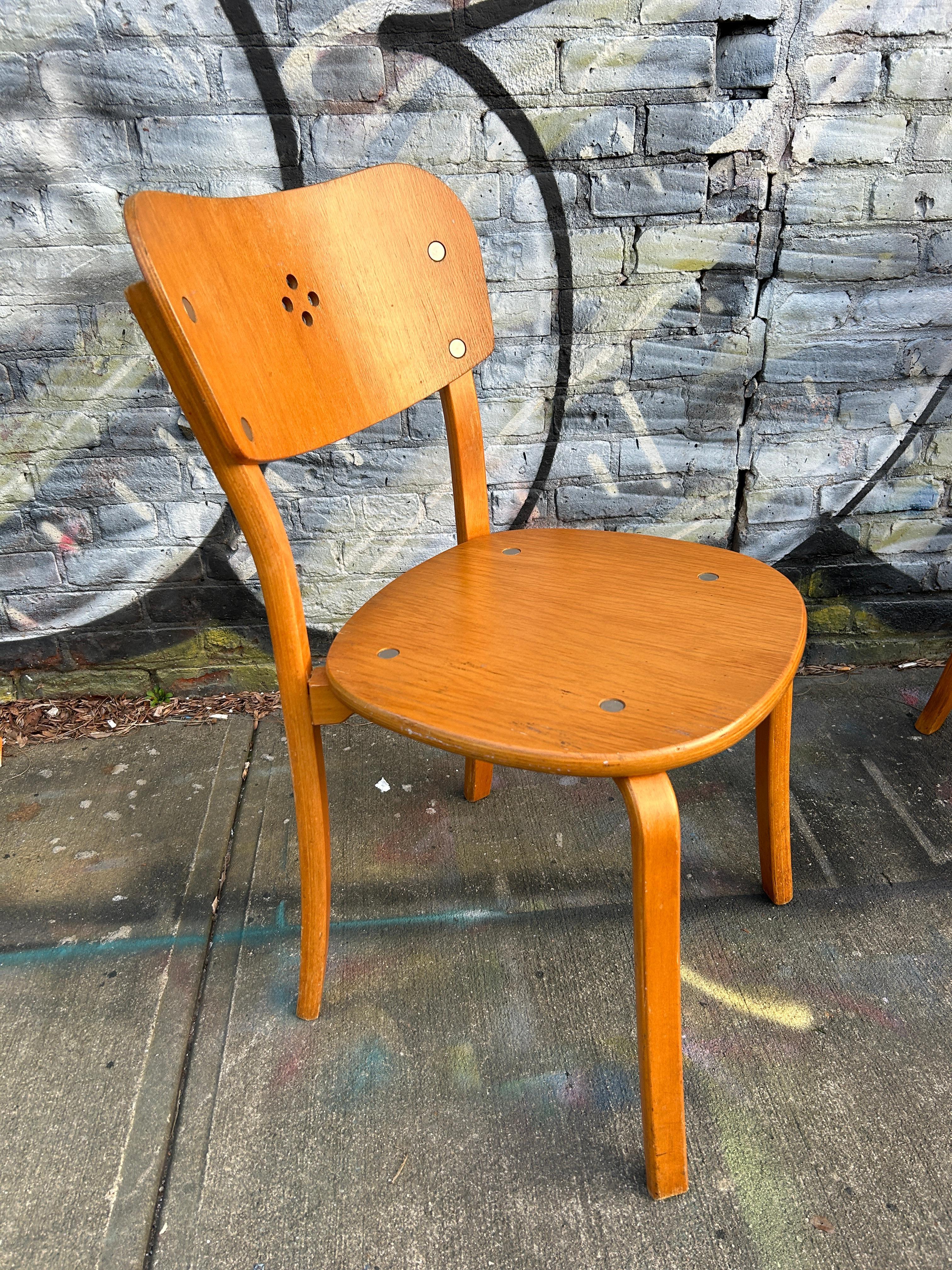 Woodwork Mid Century Modern Swedish Modern Set of 6 Bentwood Dining Chairs For Sale