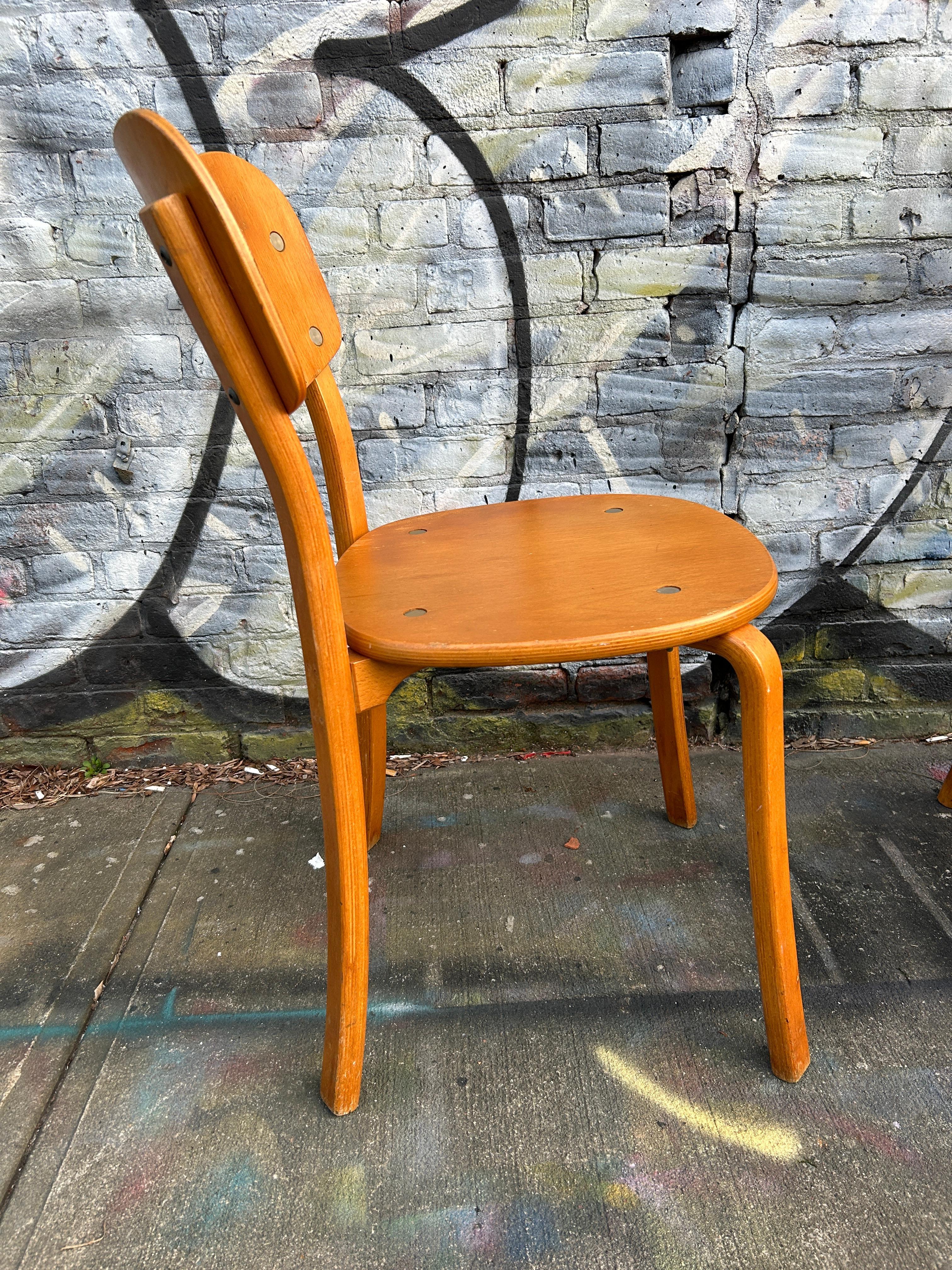 Mid Century Modern Swedish Modern Set of 6 Bentwood Dining Chairs For Sale 2