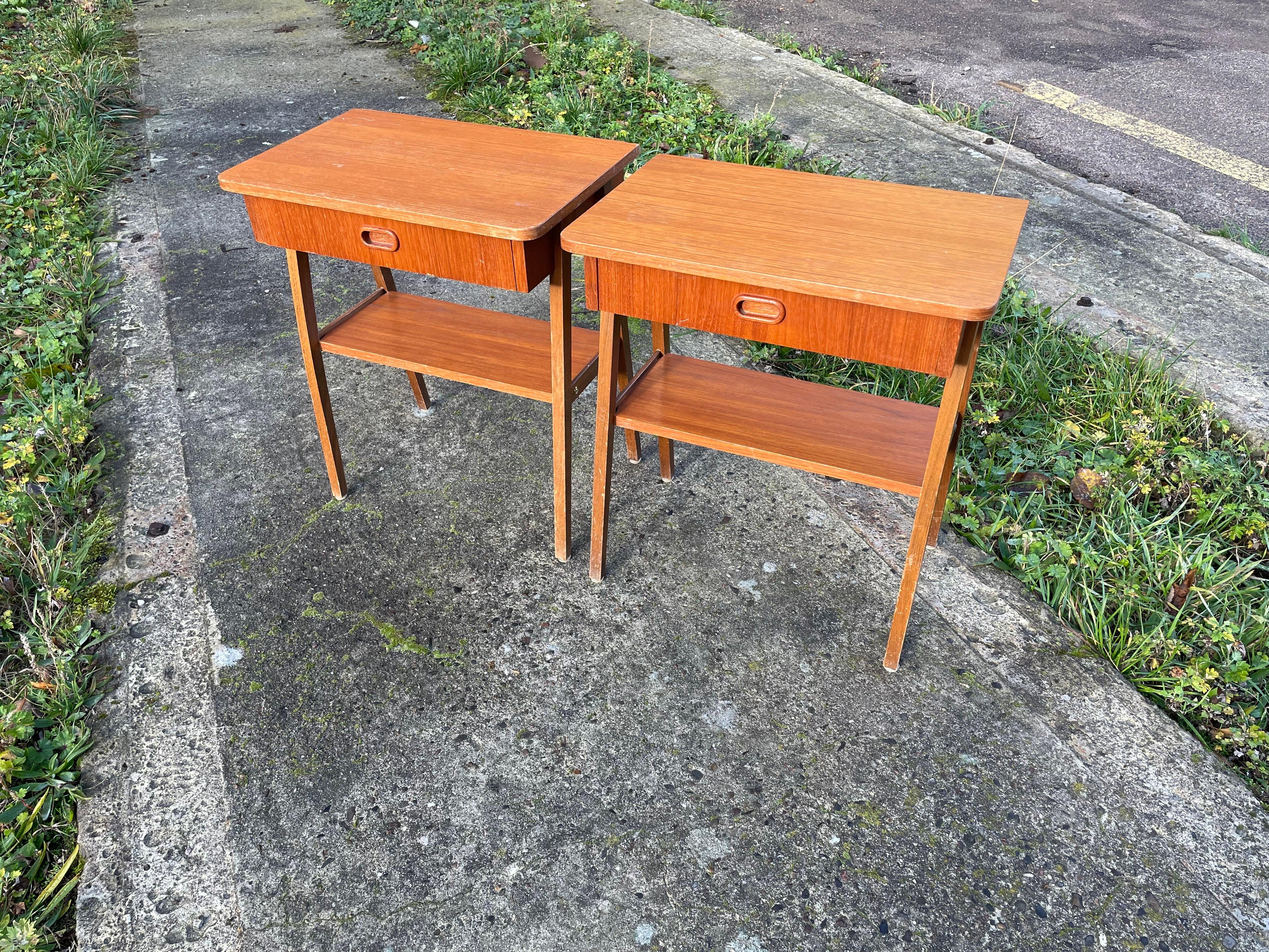 Mid-20th Century Mid-Century Modern Swedish Night Stands in Teak, 1960's For Sale