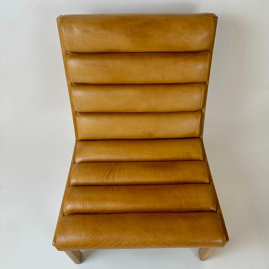 Mid-Century Modern Swedish Oak & Cognac Leather Lounge Chair by K. E. Ekselius In Good Condition For Sale In Firenze, Tuscany