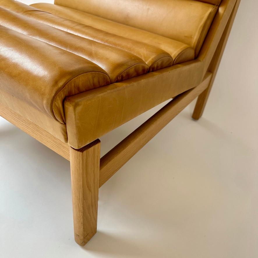 Mid-Century Modern Swedish Oak & Cognac Leather Lounge Chair by K. E. Ekselius For Sale 2